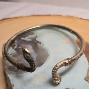 Silver Serpentine Reptile Bracelet with Textured Scales